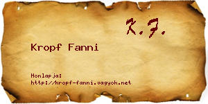 Kropf Fanni névjegykártya